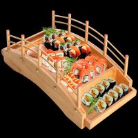 Japanese wooden wood Cuisine Sushi Bridge Boats Pine Creative Sushi Sashimi plate Platter Sushi Tableware Decoration Ornament Cables