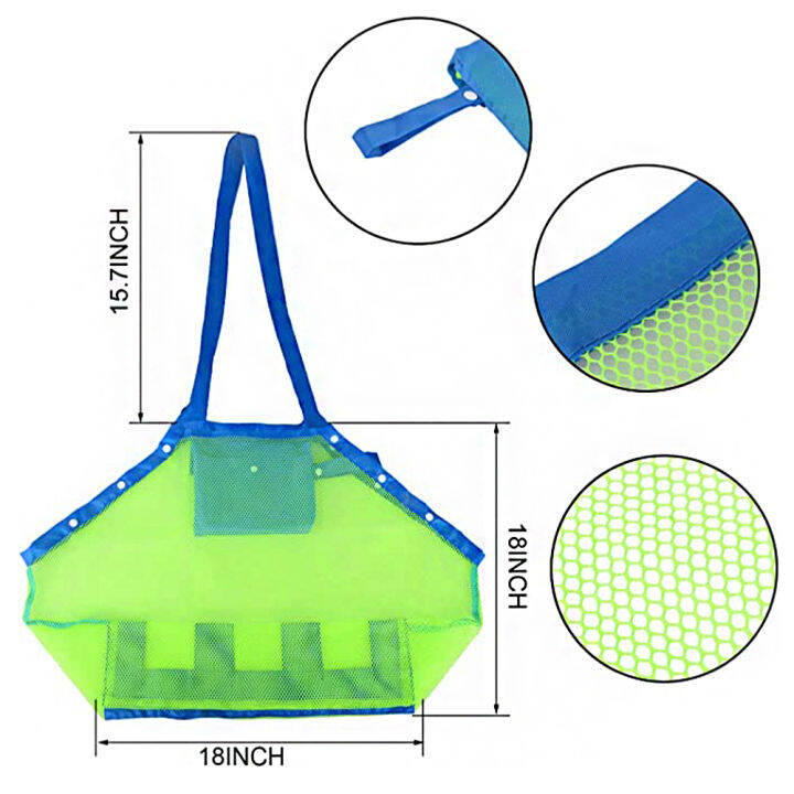 yulefish-rs-ทรายเด็กกระเป๋าตาข่ายแบบพกพากระเป๋าชายหาดใหญ่ว่ายน้ำถุงเก็บของเล่นสำหรับเด็กผ้าขนหนูเครื่องสำอางสำหรับผู้หญิง-aug