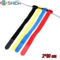 10 pcs 2 cm x 80 cm Reusable Cable Ties Nylon Strap Hook Loop Magic Tape with Plastic Buckle for Computer Wires Management Cable Management