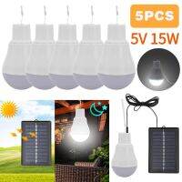 1-5Pcs Portable Solar Lamp LED Bulb 5V 15W USB Rechargable Light LED Hanging Camping Lantern Lamp Emergency Bulb Tent Light