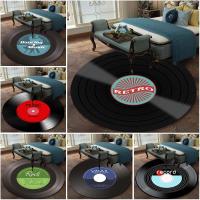 3D Vinyl Record Printed Soft Round Floor Mat Car Living Room Area Bedroom Rug