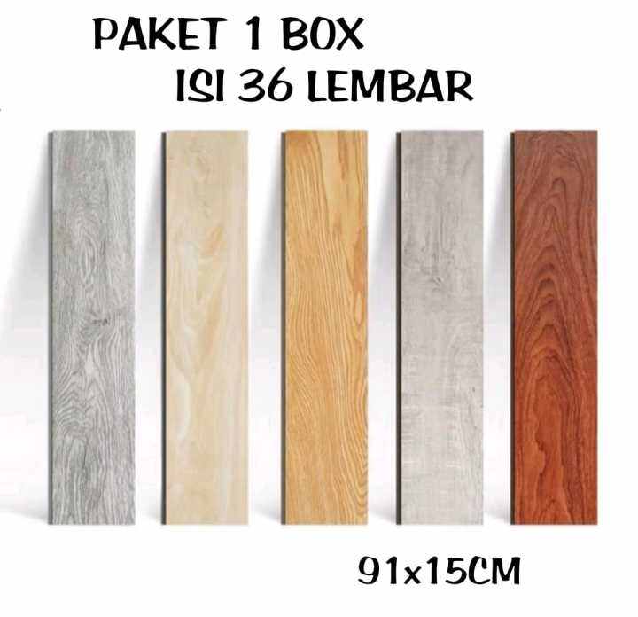 Vinyl Lantai Parket Kayu PVC Sticker Lantai Vinyl PER BOX ISI 36 PCS