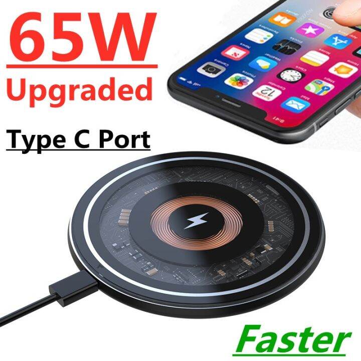 65W Wireless Charger Pad Stand for iPhone 14 13 12 11 X Pro Max Xr Samsung  Xiaomi Phones Chargers Fast Charging Dock Station 