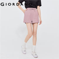 Giordanoผู้หญิง กางเกงขาสั้นเอวยางยืด สายรัด สีทึบ Free Shipping 05402449