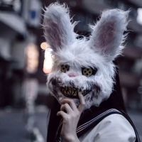 Halloween Carnival Bloody Rabbit Plush Bear Masks Holiday Costumes Prop Purge Cosplay Perform Costume Adult Trend Horrible Mask