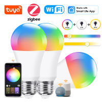 Zigbee LED หลอดไฟอัจฉริยะ E27 Tuya Wifi RGB หลอดไฟอัจฉริยะ RGBCW หลอดไฟหรี่แสงได้ Smartlife App ทำงานร่วมกับ Alexa Google Smartthings-ju544982