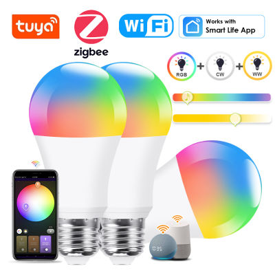 Zigbee Led Smart Light Bulb E27 Tuya Wifi RGB Smart Lamp RGBCW Dimmable Bulbs Smartlife App Works With Alexa Smartthings