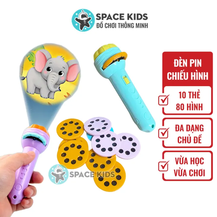 Đồ chơi trẻ em Đèn pin chiếu 80 hình ảnh nhiều chủ đề cho bé – Đồ chơi thông minh Space Kids – No Brand >>> top1shop >>> lazada.vn