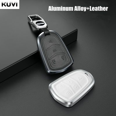 Alloy Leather Car Smart Key Case Cover Shell Fob For Cadillac ATS CT6 CTS DTS XT5 Escalade ESV SRX STS XTS ELR 2014 - 2018 Years