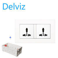 เต้ารับติดผนัง Delviz เอเชียตะวันออกเฉียงใต้, แจ็คในครัวเรือน, AC 110-250V, แผงสีขาว 146 มม. * 86 มม., ปลั๊กไฟ 3 แจ็คคู่