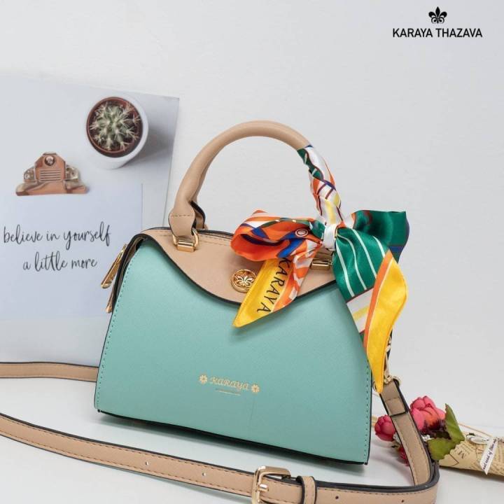 กระเป๋าแบรนด์-karaya-ทรงหมอน-โทนสีพาสเทล-ฟรี-ผ้าผูกกระเป๋า-สีสวยละมุนทุกสีค่ะ-งานน่ารักมากกกก
