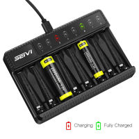 Universal Desktop Battery Charger 8 Slots Smart Battery Charger LED Display for AAAAA NiMH Rechargeable Batteries SW-8NSW-8NP