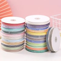 5yards 6mm Plaid Ribbon Grid Printed Bow Ribbon For Home Wedding Christmas Decorations DIY Gift Wrapping Ribbon For Bows Gift Wrapping  Bags