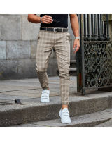 Brand Plaid Pants Men Elastic Male Skinny Trousers 2020 Bottom Tight Male Pant Streetwear Sweatpants Casual Joggers Men Pants