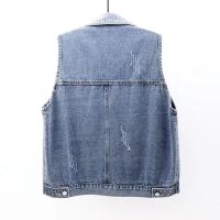 Spring and Summer New Denim Vest Womens Short Korean Style Loose All-Match Large Pocket Sleeveless Sleeveless Waistcoat Outerwear Waistcoat