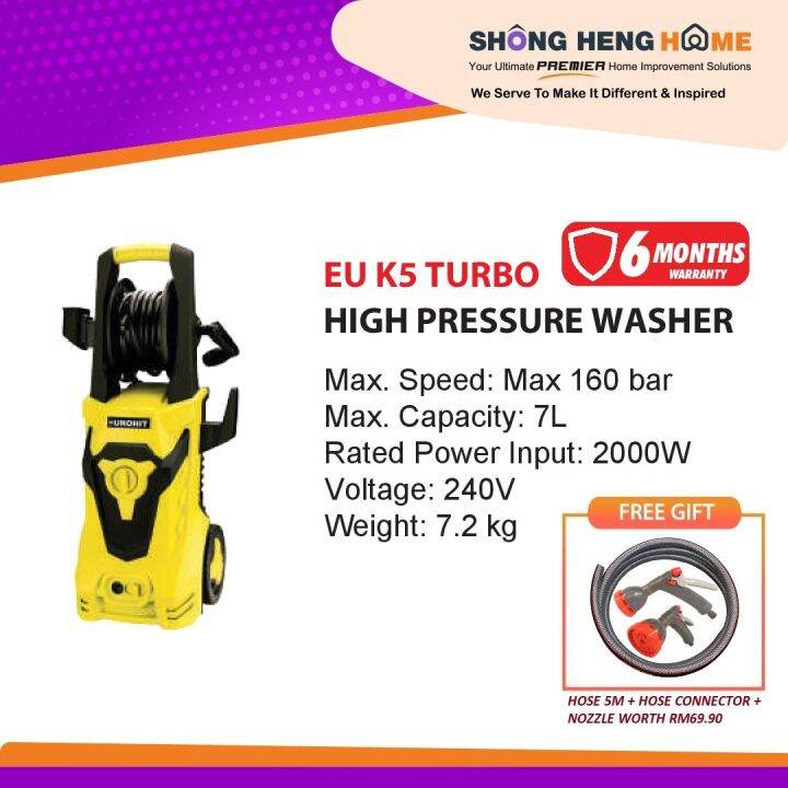 Eurohit Urohit Euk5 Turbo High Pressure Washer 160 Bar 2000w Lazada 6872