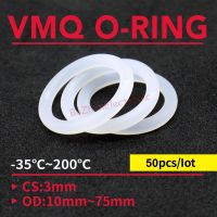 【CW】 50pcsThickness CS 3mm OD 10   75mm Silicone O Ring Gasket Food Grade Waterproof Washer Rubber Insulate Round O Shape Seal White