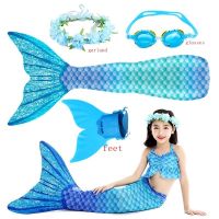 (Baixiang Flower City)   Christmas❁ Girls Mermaid Tail Children Mermaid Swimwear Girls Fission Princess Dress Bikini Hot Spring Bathing Suit