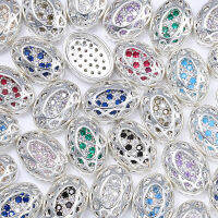 440Pcs Cubic Zirconia Alloy Charms รูปไข่ Sliver ชุบคริสตัลหินเย็บ Rhinestone อุปกรณ์เย็บผ้าสำหรับเสื้อผ้า DIY