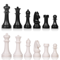 ตัวหมากรุกสากล polymer resin 3 3/4 Champion Black &amp; White Chess Pieces
