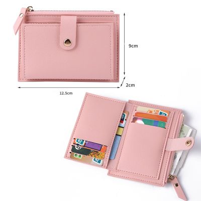 ：“{—— Men Women Fashion Solid Color Credit Card ID Card Multi-Slot Card Holder Casual PU Leather Mini Coin Purse Wallet Case Pocket