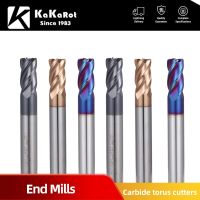 KaKarot Corner Radius End Mill CNC R Bullnose Cutter เครื่องมือเราเตอร์โลหะ 4 ขลุ่ย R0.5 R1 Surface Machining Milling Cutter จมูก Mi