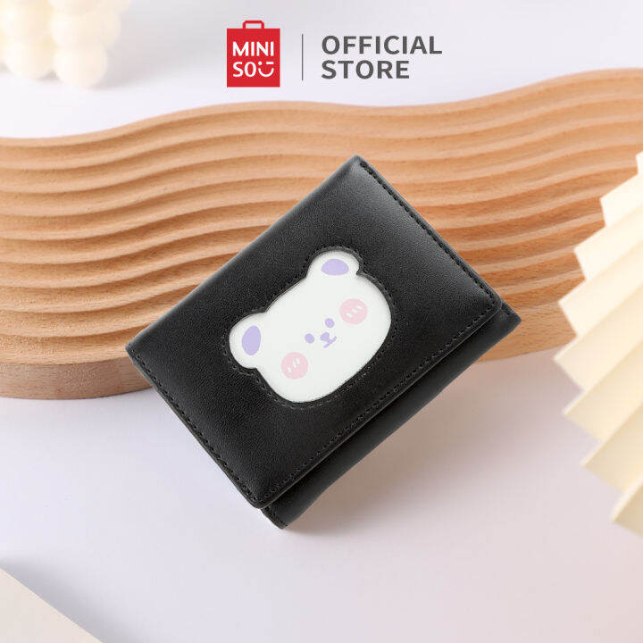 MINISO Dompet Wanita Dompet Bulanan Simple Bear Cute Trifold Pendek