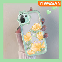 YIWESAN เคสสำหรับ Xiaomi 11 Lite 5G 11 Lite 5G 5G Ne ลายการ์ตูนดอกทิวลิปนิ่มเคสมือถือโปร่งใสกันกระแทกที่สร้างสรรค์น่ารักสัตว์ประหลาดน้อยเลนส์กล้องถ่ายรูปป้องกันปลอกซิลิโคนใส