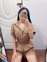 พร้อมส่ง/เซ็ืทคอปก+กกขาสั้นผ้าวาฟเฟิ้ลรังผึ้ง อก 42”ใส่ได้