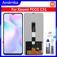 Ansimba ชุดดิจิไทเซอร์จอแสดงผล LCD แบบสัมผัสหน้าจอ C31 Poco C3/Poco สำหรับ Xiaomi M2006C3MII C31 Poco C3 Poco อะไหล่ซ่อมจอ LCD Xiaomi