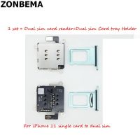 Zonbema อะไหล่1ชุดสำหรับ Iphone 11,เครื่องอ่านการ์ดสองซิมสายเคเบิลงอได้ซิมการ์ดอะแดปเตอร์ช่องที่ใส่ถาด