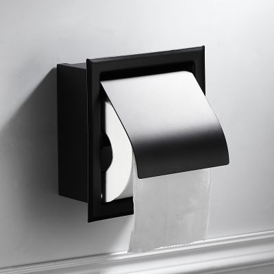 1PC Paper Holders Modern Wall Mount Matte Black 304 Stainless Steel Bathroom Toilet Paper Holder WC Roll Paper Tissue Box