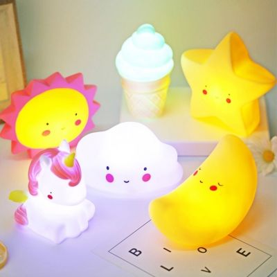 Led Night Light Baby Room Decoration Bed Stars Moon Clouds Toy Bedroom Decoration Modeling Light Baby Childrens Toy Gift