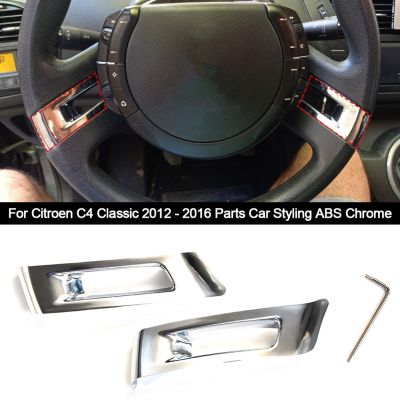Stiker Penutup Roda Kemudi Krom ABS Otomatis Stiker Trim Mobil Untuk Citroen C4 Klasik 2012 - 2016 Suku Cadakang Sesori Mobil