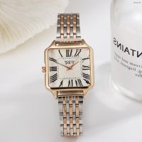 ⌚ นาฬิกาแฟชั่น⌚ The new 2021 ms contracted alloy watchcase quartz watch fashion female steel strip ins Roman numerals