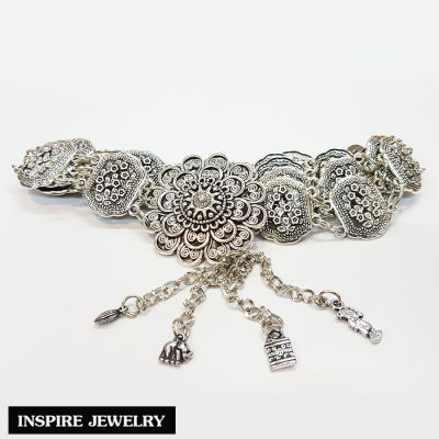 Inspire Jewelry ,เข็มขัดแบบโบราณ สีเทียมเงินรมดำ  สวยงาม สำหรับชุดไทย