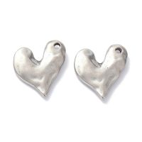 5pc 304 Stainless Steel Pendants Heart Stainless Steel Color 19x17x3mm Hole: 1.8mm