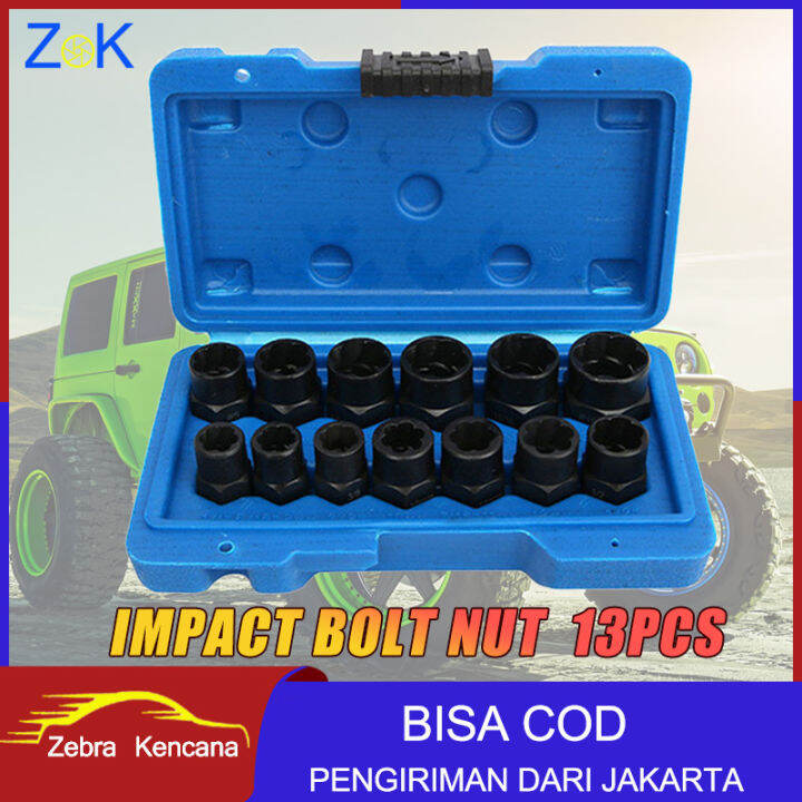 (Dikirim Dari Jakarta) 13Pcs Impact Bolt Nut Remover Set,Nut Extractor