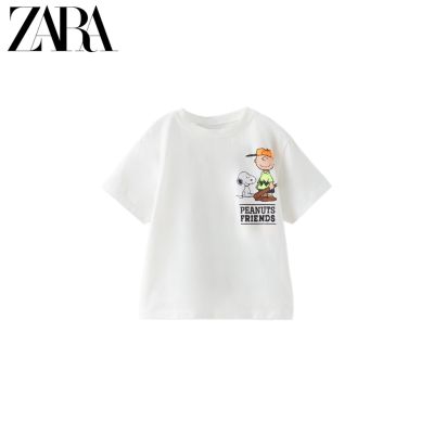 เสื้อยืดกราฟิกการ์ตูนสำหรับเด็กแขนสั้นลาย33375ของ Zara