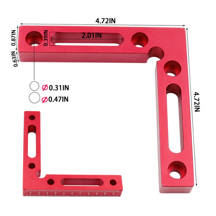 90องศารูปตัว-l-เสริมตารางการแข่งขัน120x120mm-ตารางมุมขวาไม้โปรแทรกเตอร์ทนต่อการกัดกร่อนหนีบเครื่องมืองานไม้