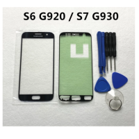 กระจกด้านหน้าสำหรับ Samsung Galaxy S6 S7 G920 G930กระจกด้านหน้ากระจกด้านนอกหน้าจอสัมผัส Digitizer เซ็นเซอร์กาวกาวฟรีเครื่องมืออะไหล่