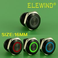 Elewind วงแหวนสี Rgb สีดำ16มม. ปุ่มกดเรืองแสง Switchpm161f-10e/J/Rb/ 12V/A 4พินสำหรับ Led