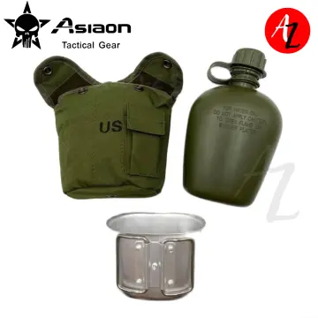 1000ml Camping Hiking Aluminum Army Green Military Canteen Water