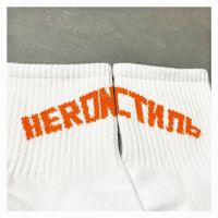 Heron preston ฮิพฮอพ สเก็ตบอร์ด ถุงเท้า กลางแจ้ง คุณภาพสูง ถุงเท้าท่อกลาง