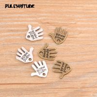 PULCHRITUDE 60pcs 13*11mm Two Color Letter “HAND MADE ”Charms Palm Pendants Handmade  Vintage For DIY Jewelry Making Findings DIY accessories and othe