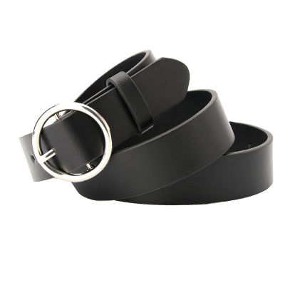 【RYT】Alloy Round Buckle Imitation Leather Student Belt Ladies Casual Decoration Metal Pin Buckle Belt