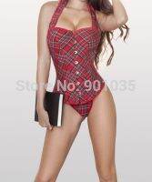 【LZ】✉  Mais tamanho 5/6xl novo sexy schoolgirl vermelho tartan burlesque vestido extravagante espartilho