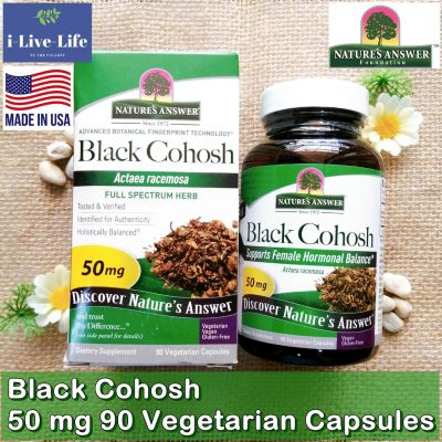 แบล็คโคฮอช Black Cohosh Full Spectrum Herb 50 mg 90 Vegetarian Capsules - Natures Answer