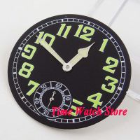 35Mm Black Sterial Dial Green Numbers Fit 6498 Hand Winding Movement ( Dial+Hands) D59