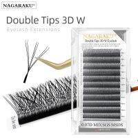 ขนตาปลอมสำหรับต่อขนตาปลอม3D รูปตัว W มี6D ปลายสองด้านของ NAGARAKU